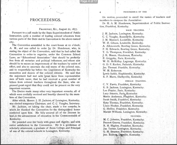Proceedings of the State Colored Educational Convention Held at Frankfort, Kentucky, August 22, 1877, Colored Conventions Project, Accessed Aug 1, 2024G