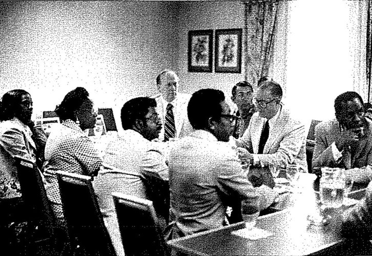 Picture of the joint committee between the Louisiana Education Association and Louisiana Teachers Association in 1975.